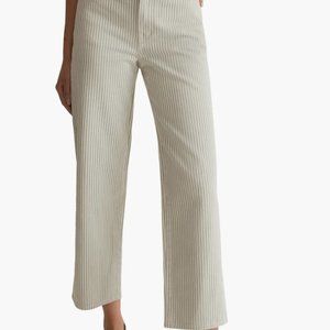 The Perfect Nonstretch Wide Leg Crop Jeans (Madewell Celadon Striped) - size 28
